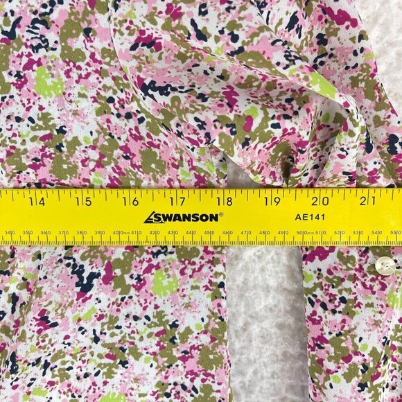 Ann Taylor Pink Floral Print Button-Up Shirt Womens Long Sleeve Collared Size 0 - Picture 6 of 13